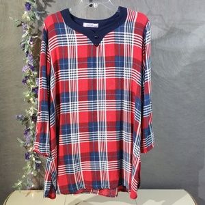 Genc Style  Long sleeve plaid Tunic Plus size
